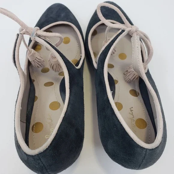 Boden Womens Lilli Gray Cream Suede Tassel Heels Mary Jane Mid Heel Round Toe - Picture 7 of 9